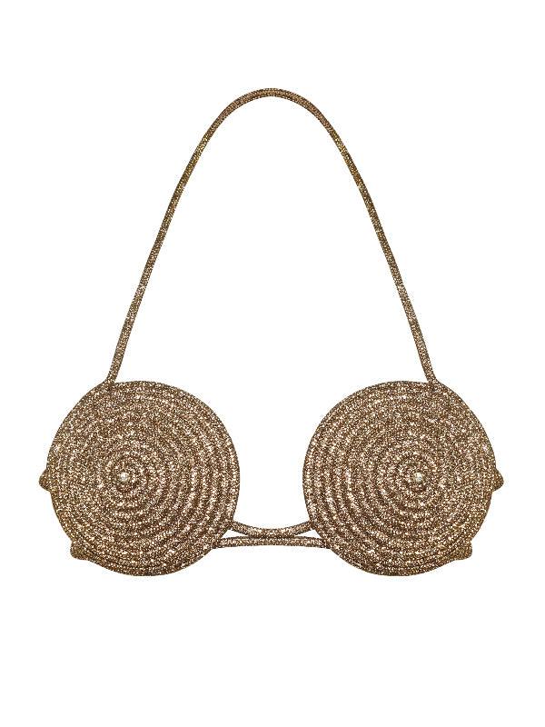 Rooney Spiral Crystal Bustier Top In Gold - Mew Mews Fashion