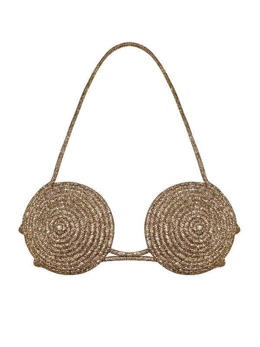 Rooney Spiral Crystal Bustier Top In Gold - Mew Mews Fashion