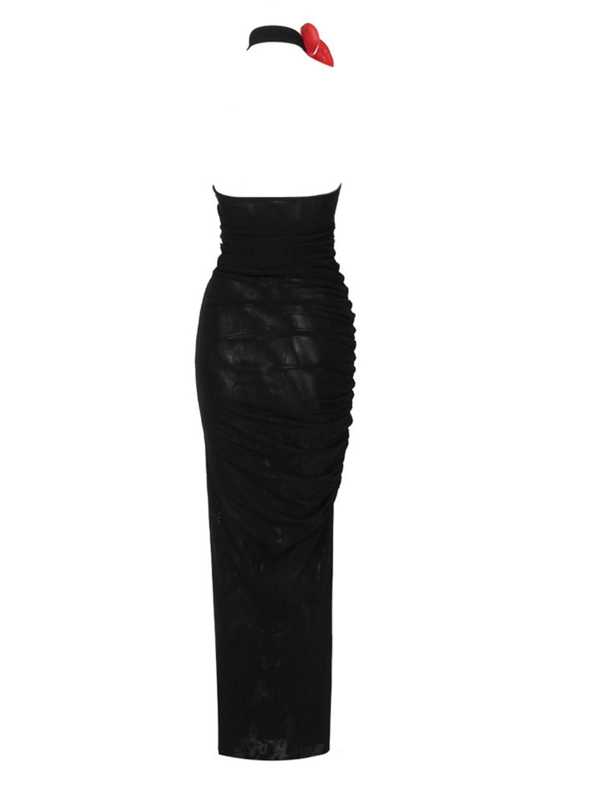 Ruby Halterneck Mesh Maxi Dress - Mew Mews Fashion