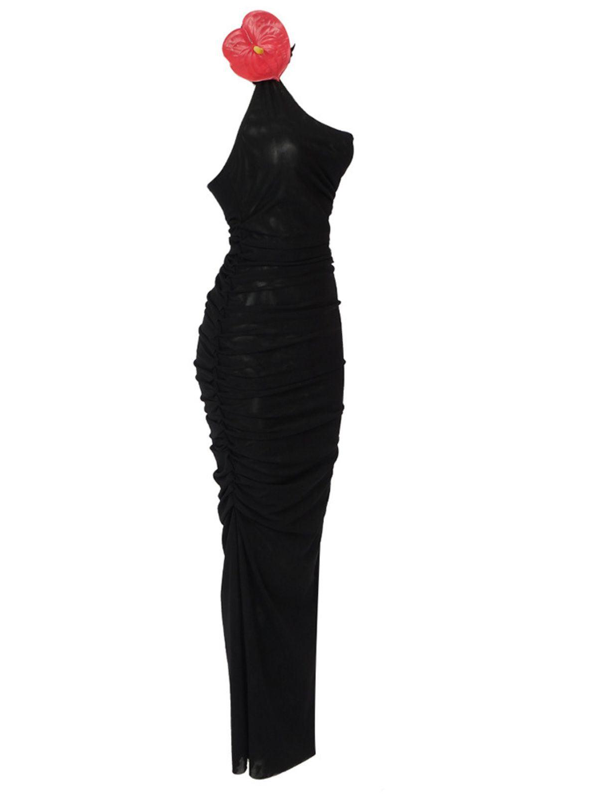 Ruby Halterneck Mesh Maxi Dress - Mew Mews Fashion