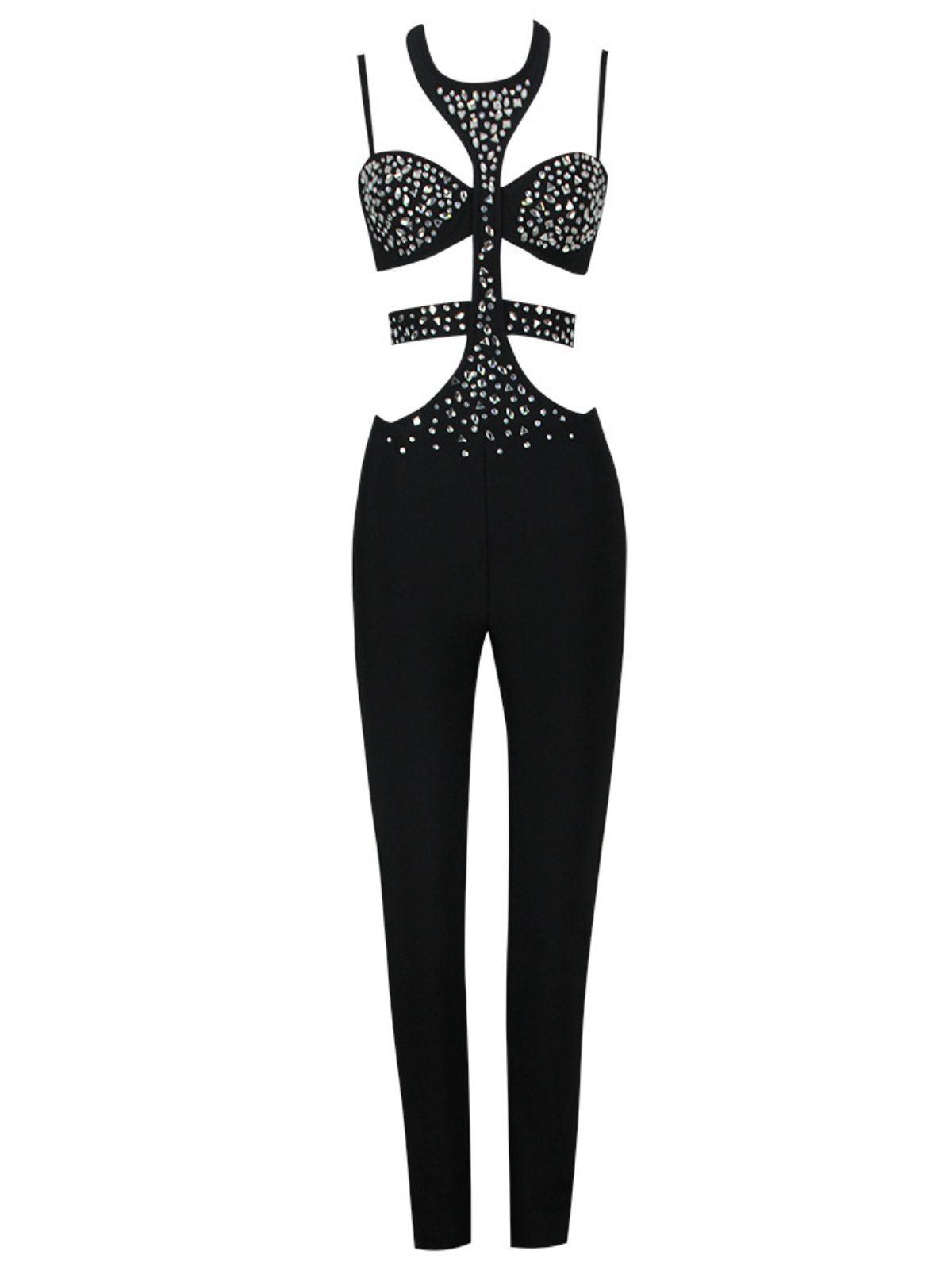 Ruri Halterneck Cutout Bandage Jumpsuit - Mew Mews Fashion