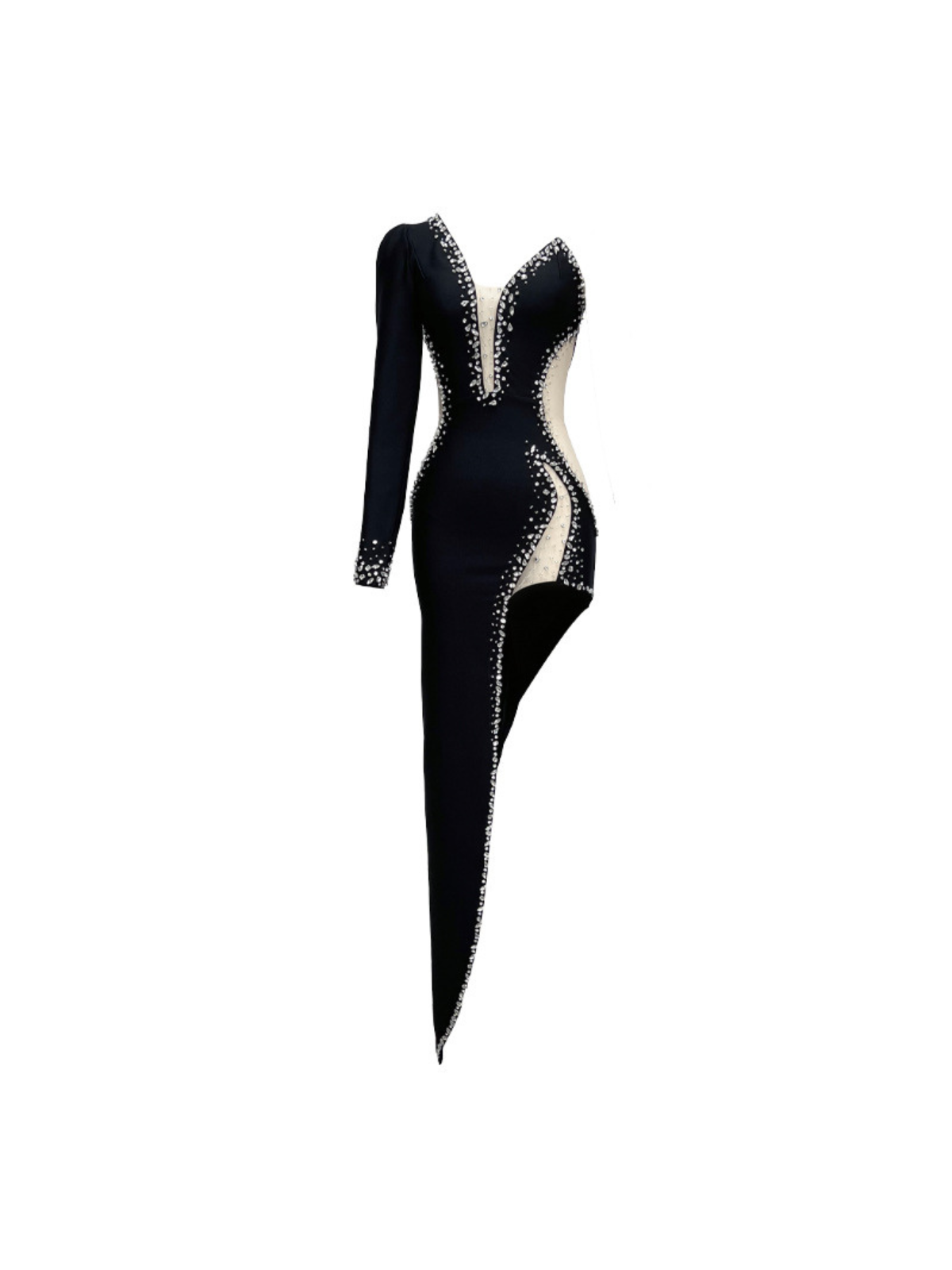 Sabine One Shoulder Embellished Bandage Dress