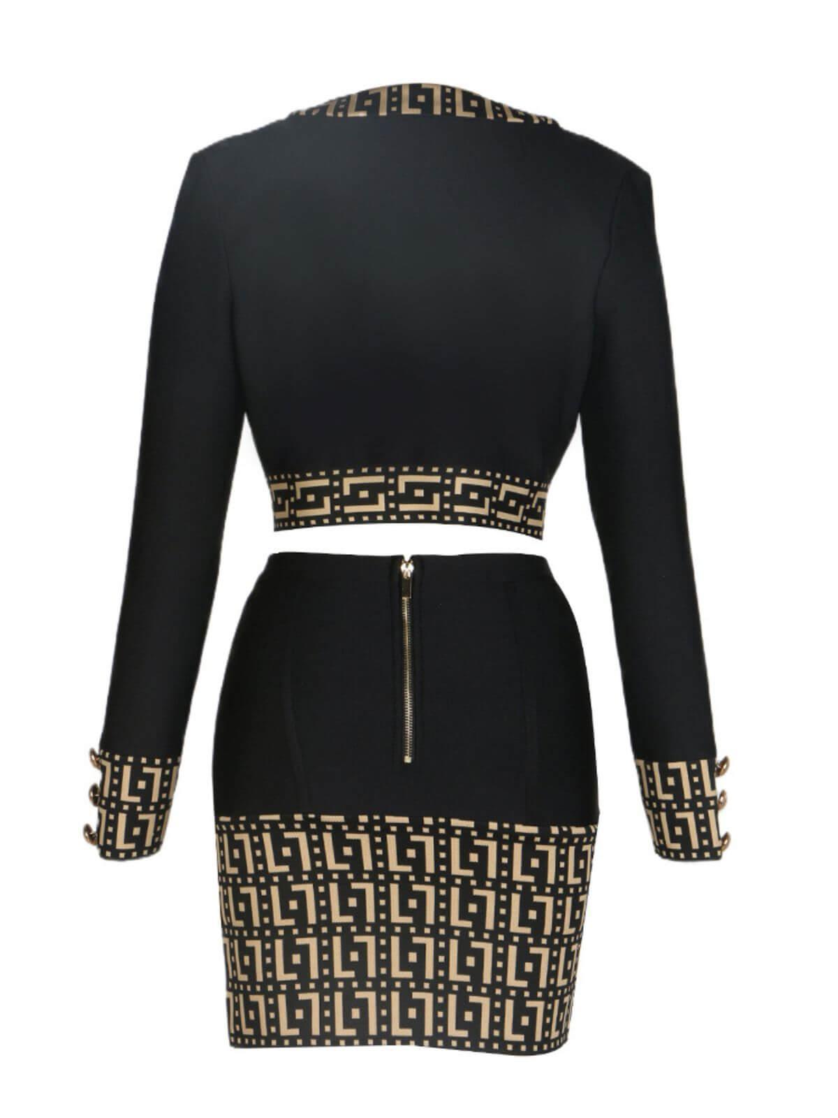 Sade Printed Button Bandage Set - Mew Mews Fashion