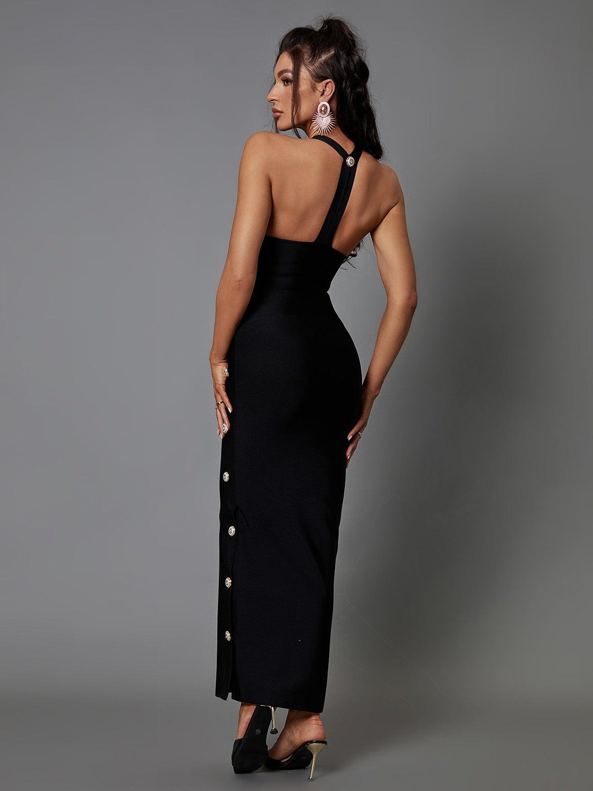 Sadie Button Embellished Bandage Dress - Mew Mews Fashion