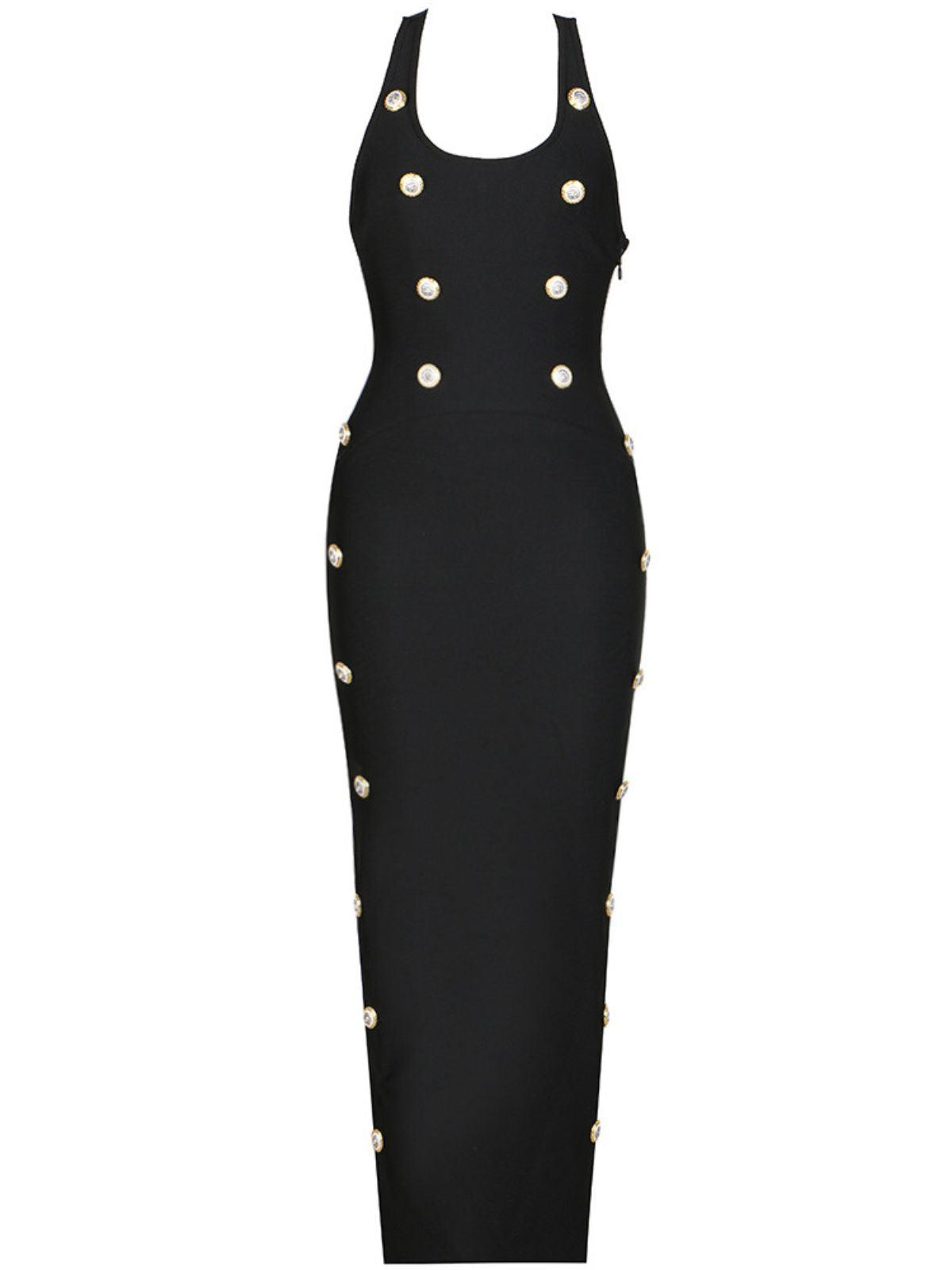 Sadie Button Embellished Bandage Dress - Mew Mews Fashion