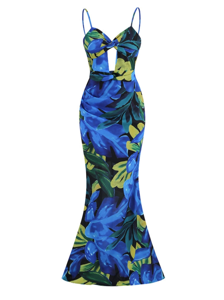 Salmer Cutout Floral Print Mermaid Dress