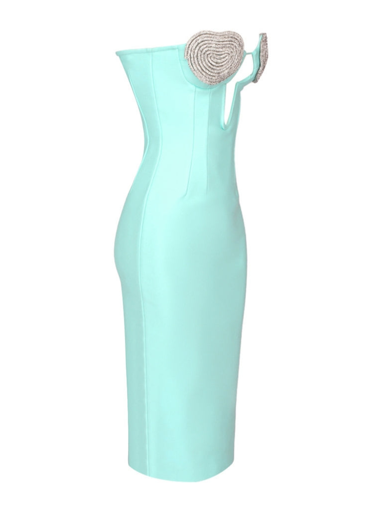 Sattie Strapless Crystal Cutout Bandage Dress