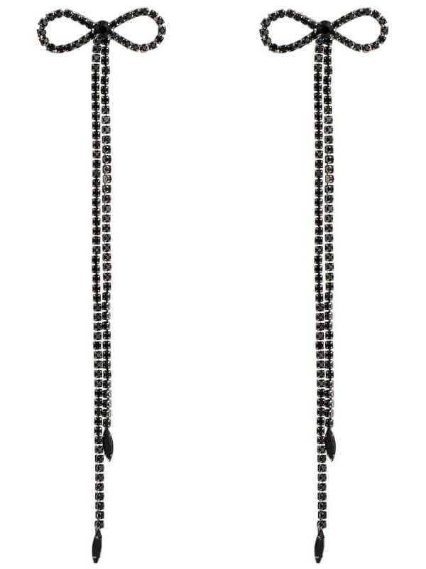 Shalini Rhinestone Bow Long Chain Earrings - Mew Mews Fashion