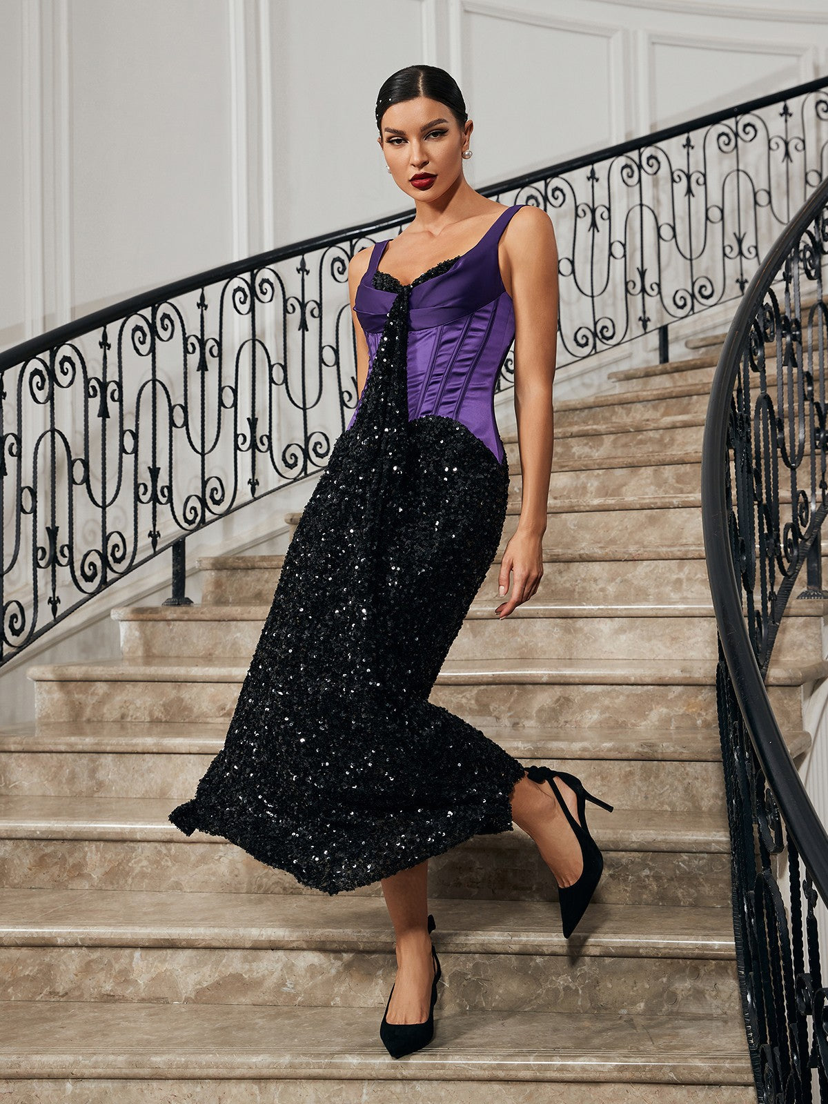 Shelby Corset Patchwork Sequin Dress