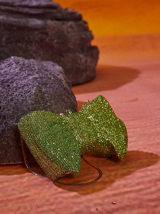 Sherah Crystal Bow Bag In Green - Mew Mews Fashion