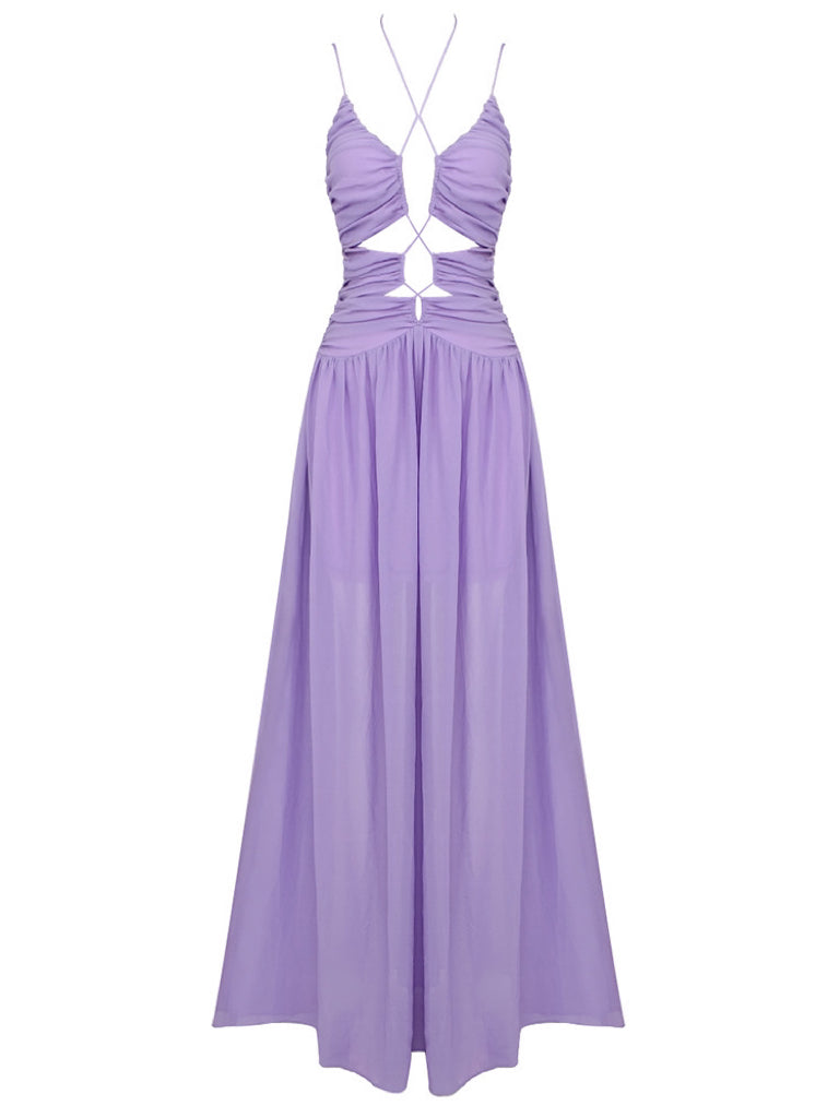 Sheril Spaghetti Ruched Cutout Maxi Dress