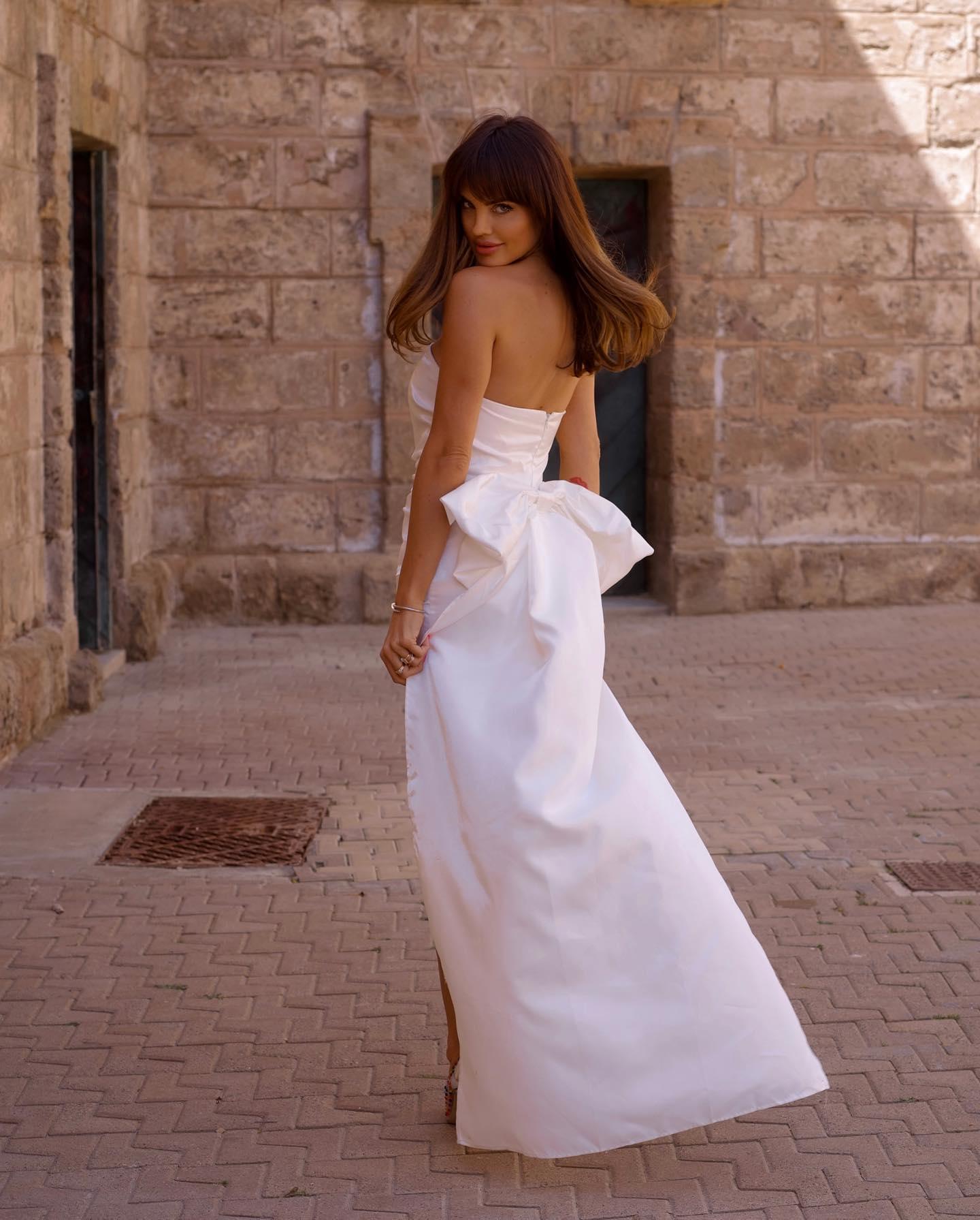 Siobhan Strapless Bow Ruched Mini Dress In White - Mew Mews Fashion