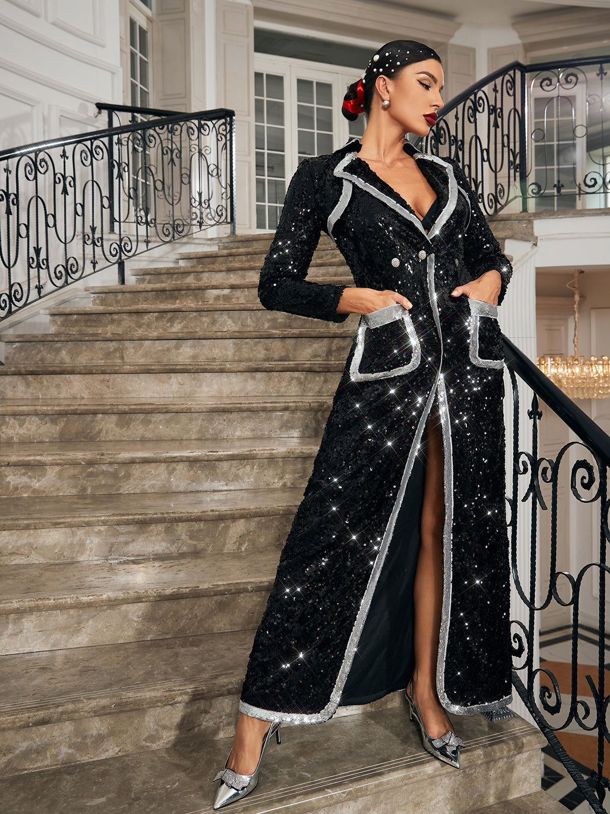 Tahira Sequin Blazer Maxi Dress