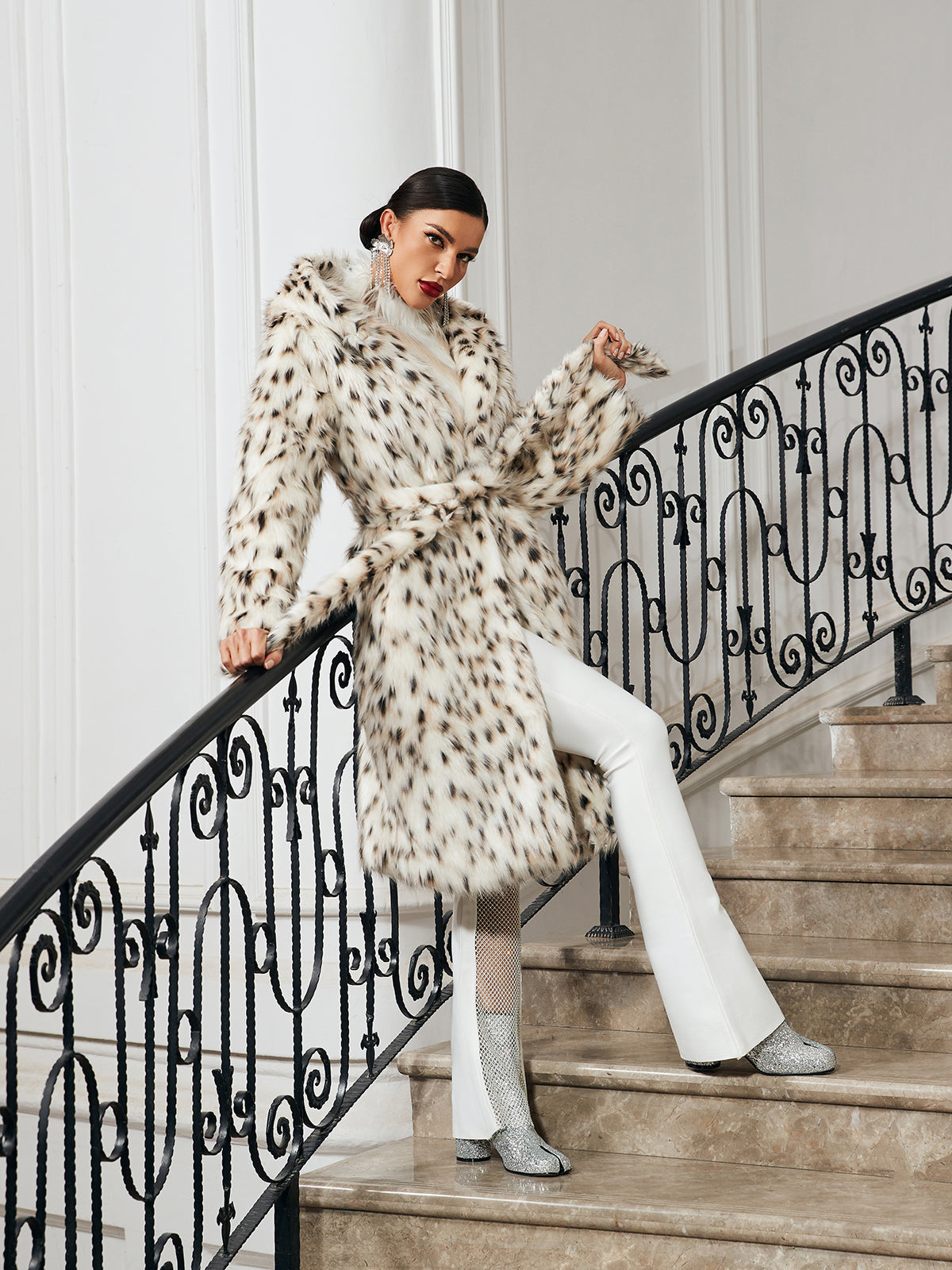 Talvi Leopard Faux Fur Hooded Coat