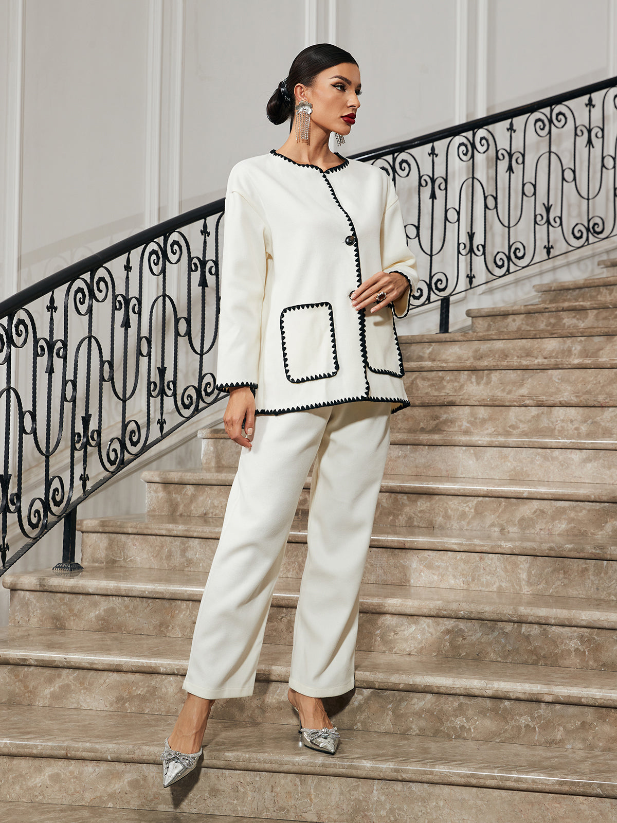 Tekoa Patchwork Pockets Pants Set