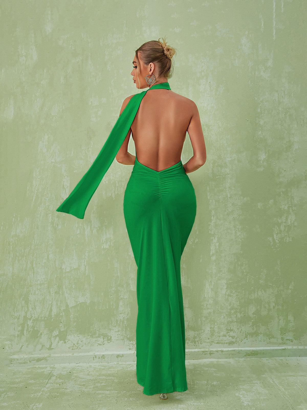 Toula Backless Maxi Dress In Green - Mew Mews Fashion