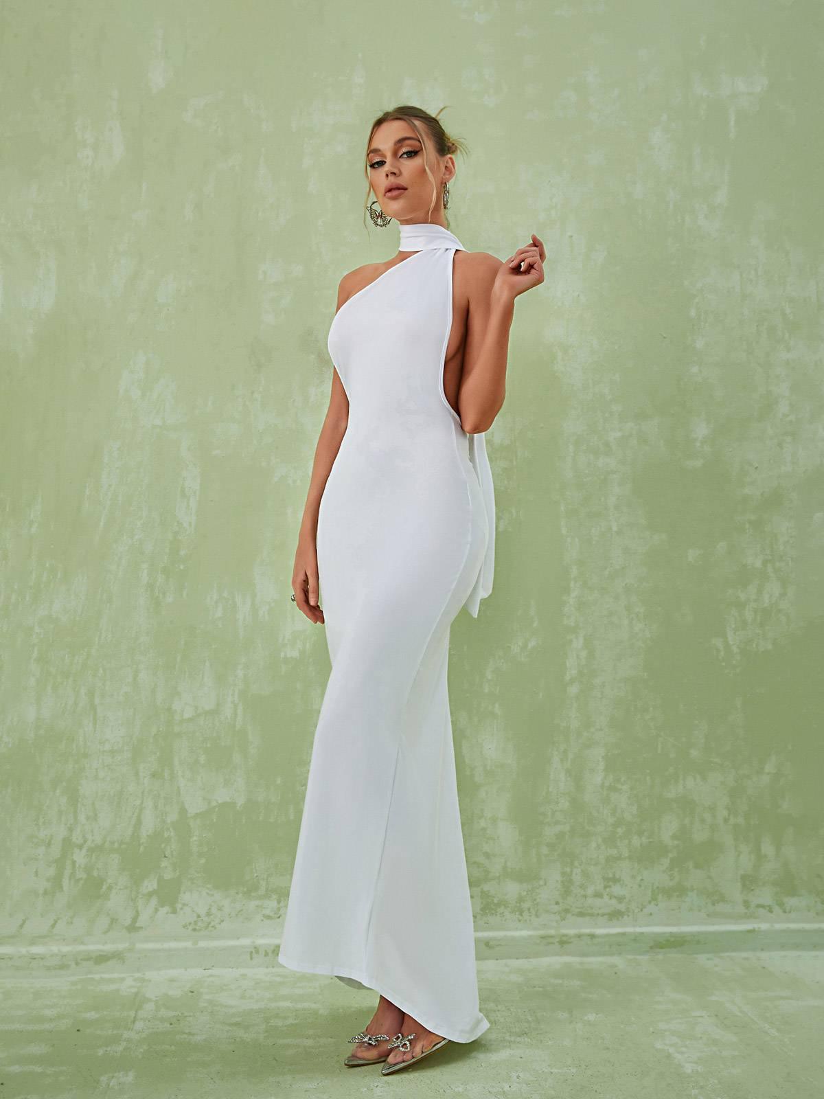 Toula Backless Maxi Dress In White - Mew Mews Fashion