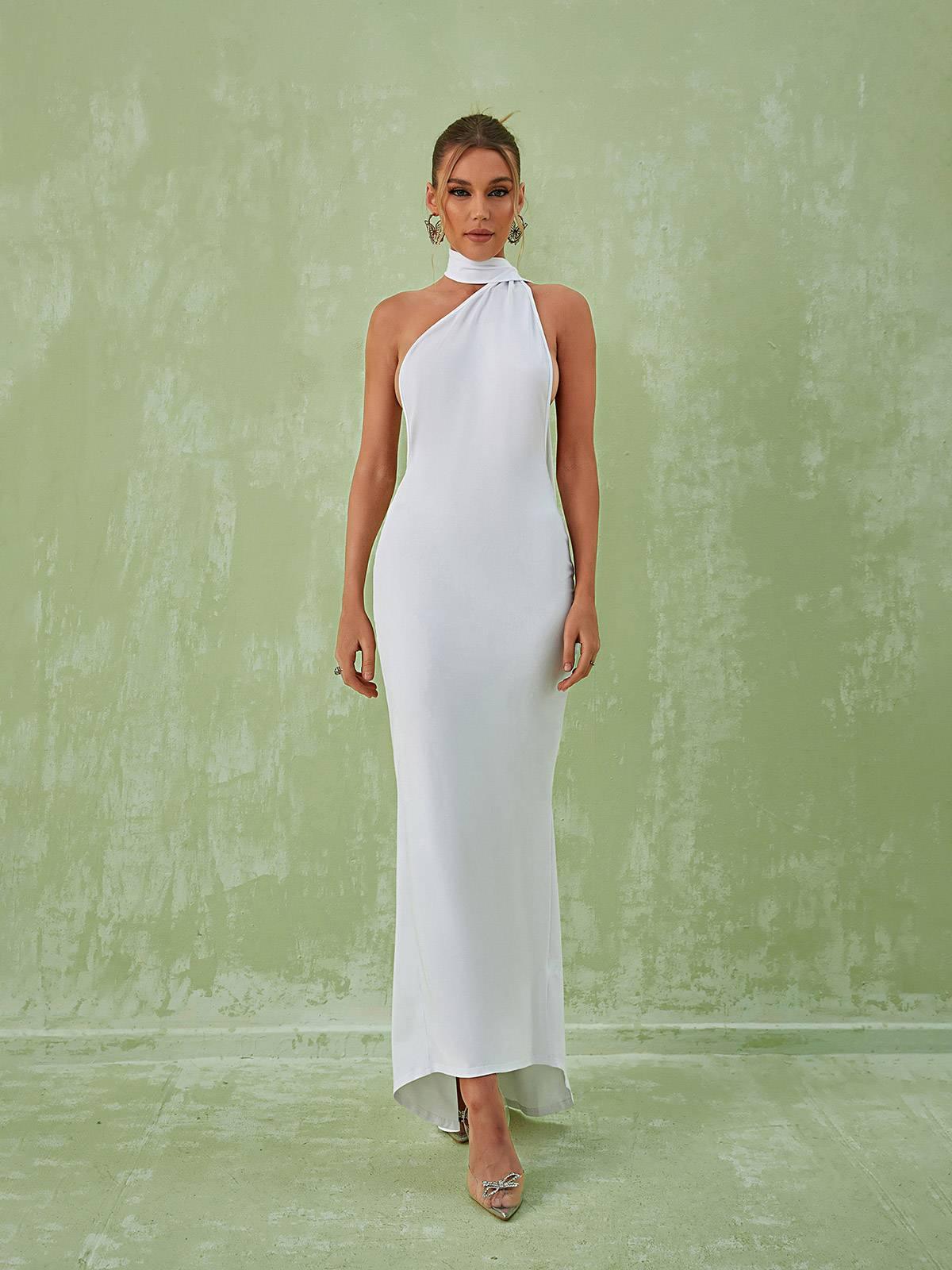 Toula Backless Maxi Dress In White - Mew Mews Fashion