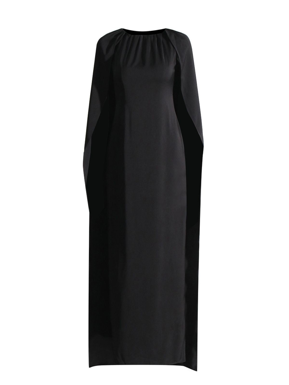 Tricia Wide Cape Maxi Dress In Black