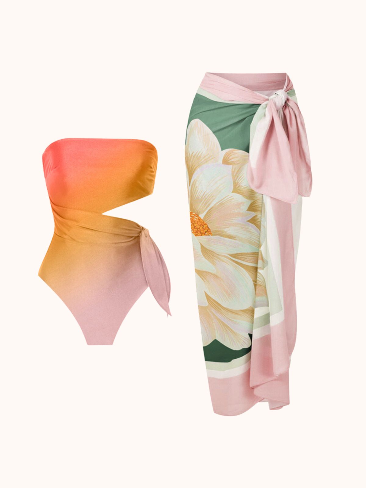 Trillian Strapless Ombre Swimwear Two Piece Set