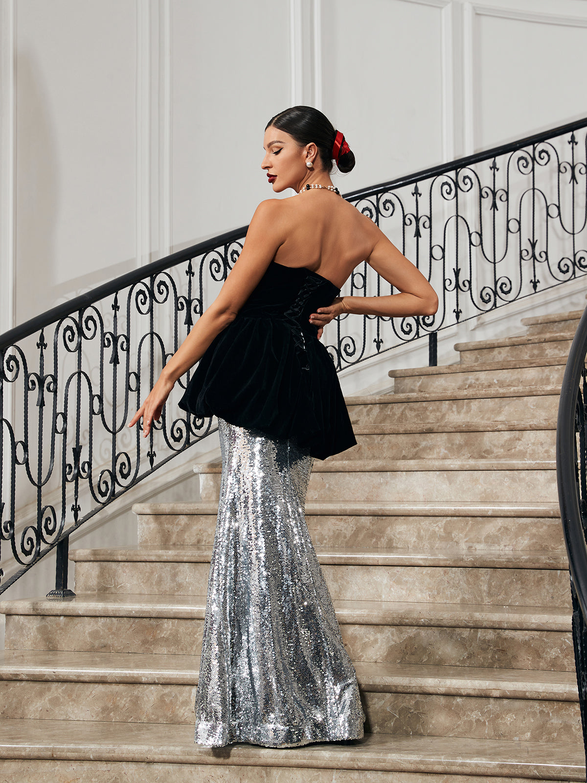 Trudy Patchwork Velvet Mermaid Dress