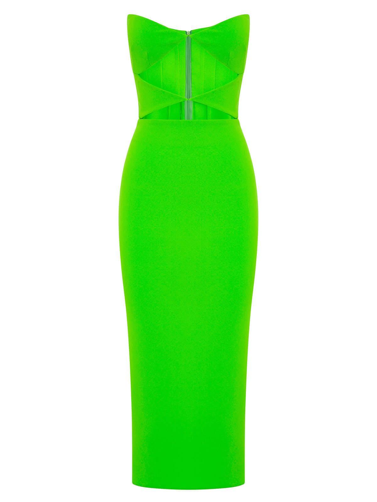 Uma Strapless Cutout Bandage Dress In Green - Mew Mews Fashion