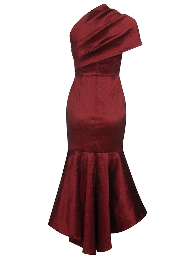 Zainab One Shoulder Asymmetric Midi Dress