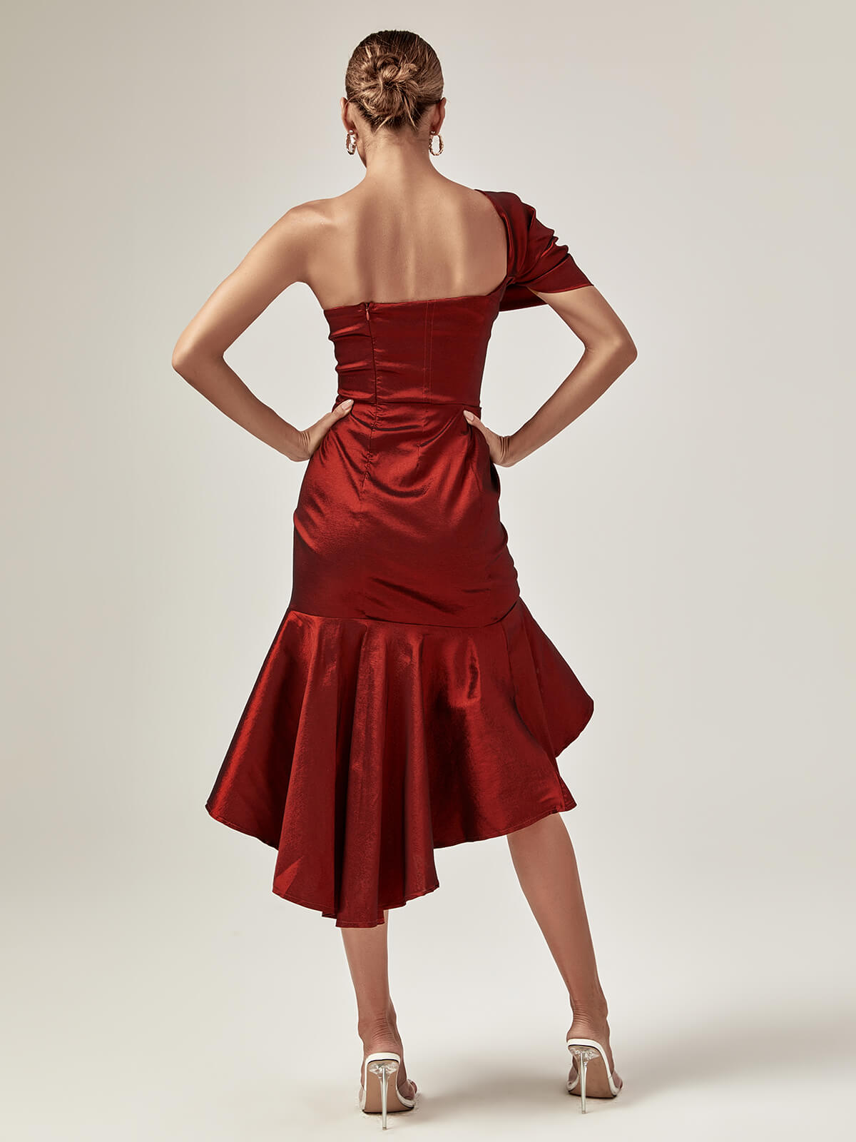 Zainab One Shoulder Asymmetric Midi Dress