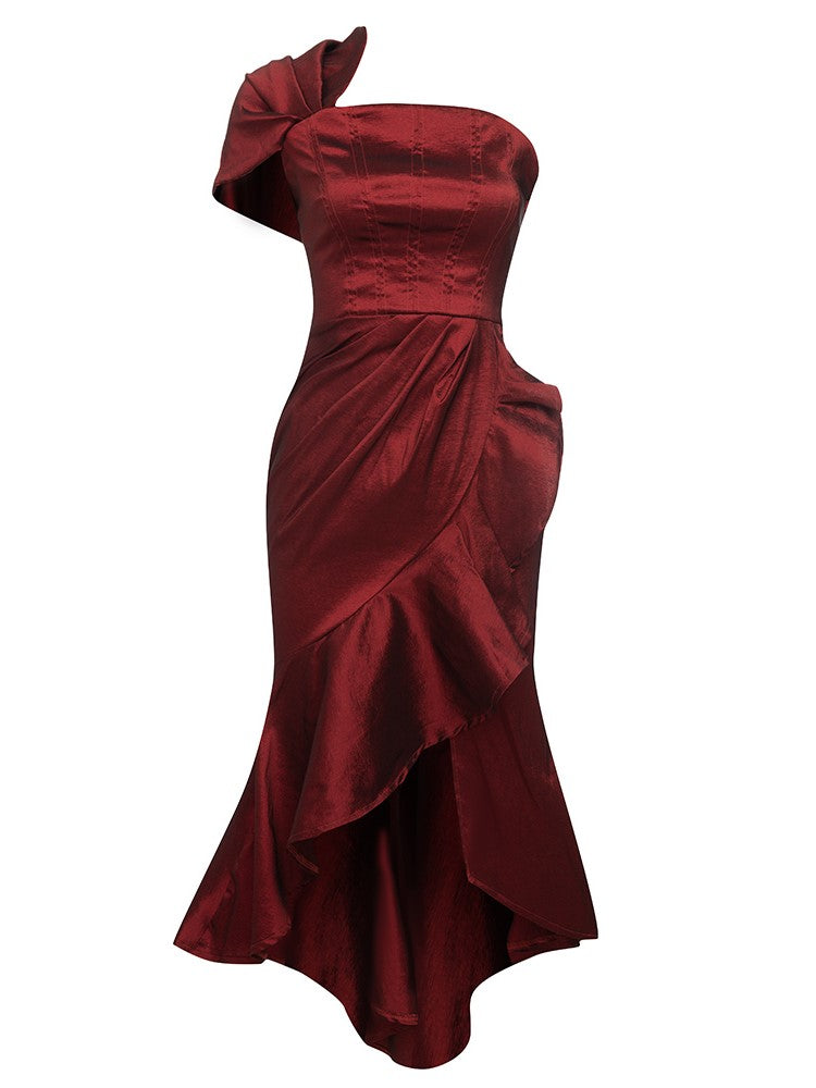 Zainab One Shoulder Asymmetric Midi Dress