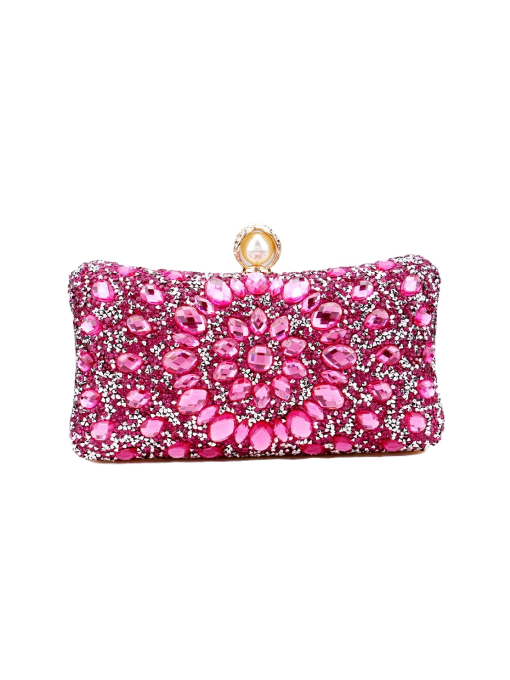 Zia Hot Pink Rhinestone Crystal Clutch