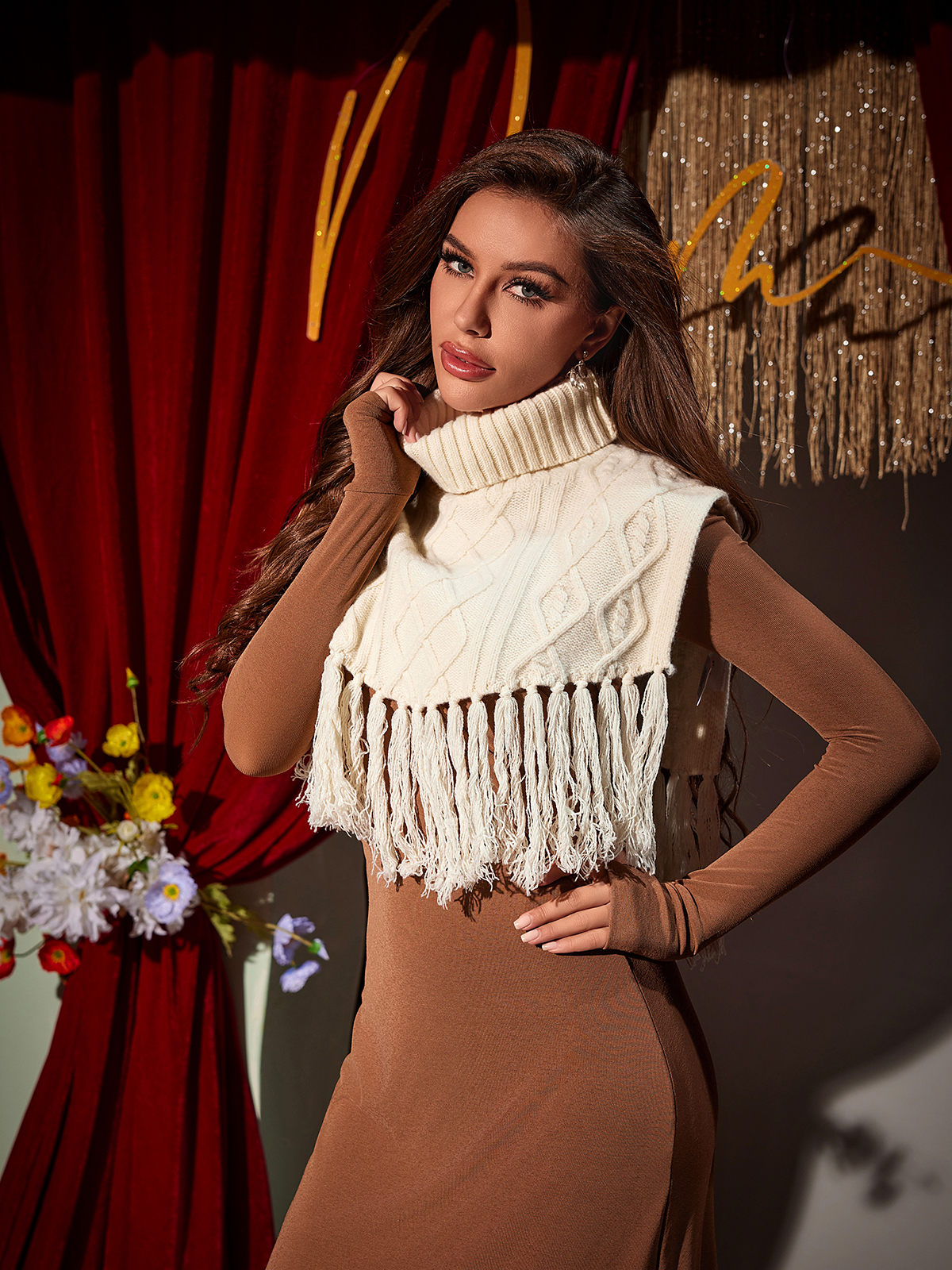 Zisa Fringe Knitted Collar Scarf