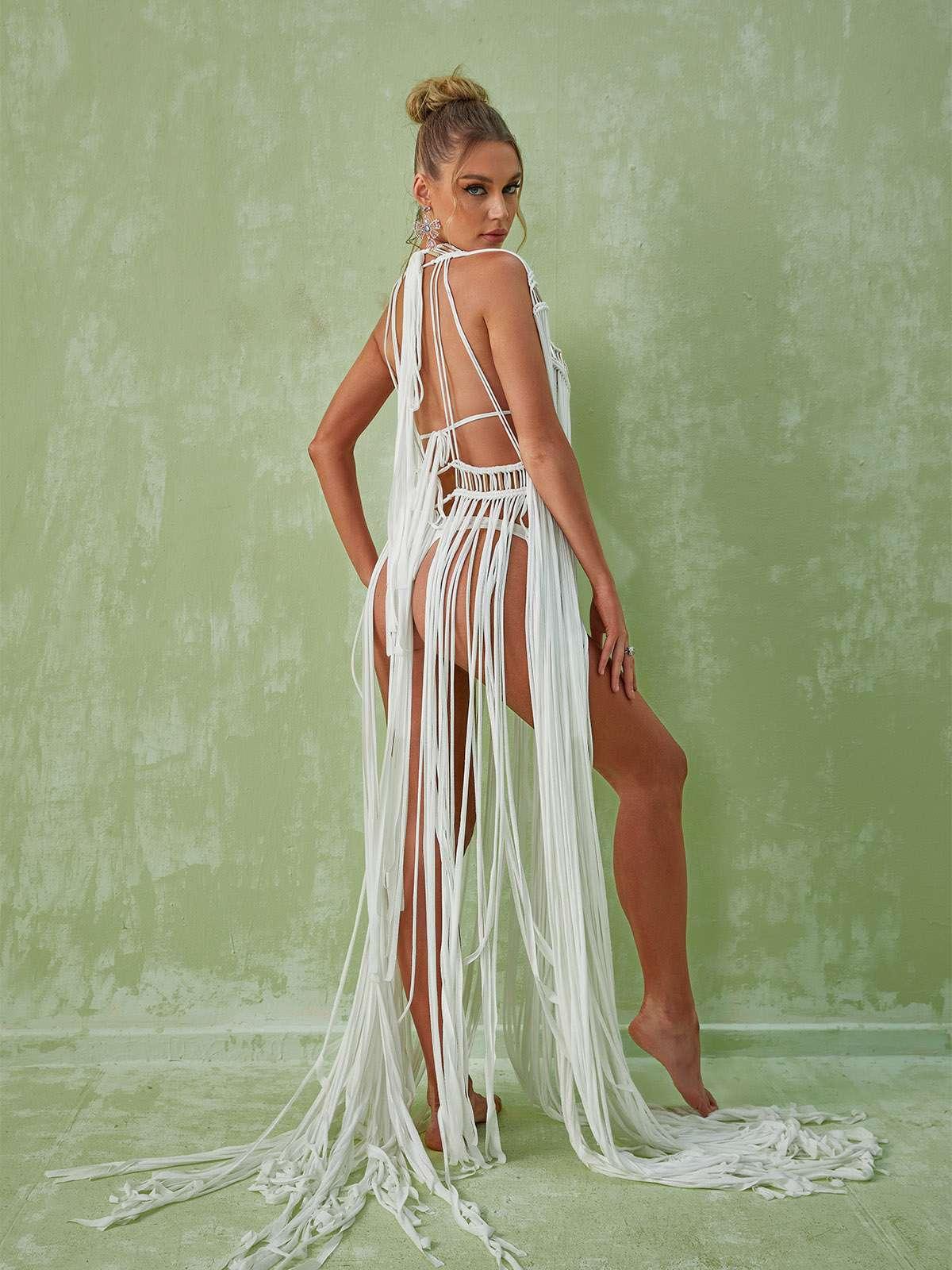 Zuzu Fringe Cutout Maxi Dress - Mew Mews Fashion